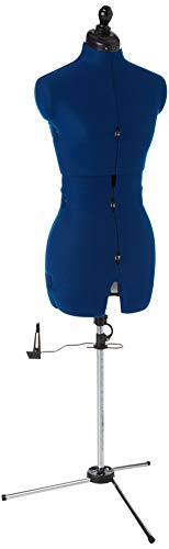 Dritz 20406 My Double Deluxe Dress Form with Tri-Pod Stand Adjustable Up to 70” Shoulder Height, Medium, Blue Sapphire