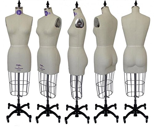 PGM Dress Form Industry Grade Dressmaker with Hip Industry Pro with Collapsible Shoulder with 100% Linen fabric for Pattern Making Draping for Fashion Design