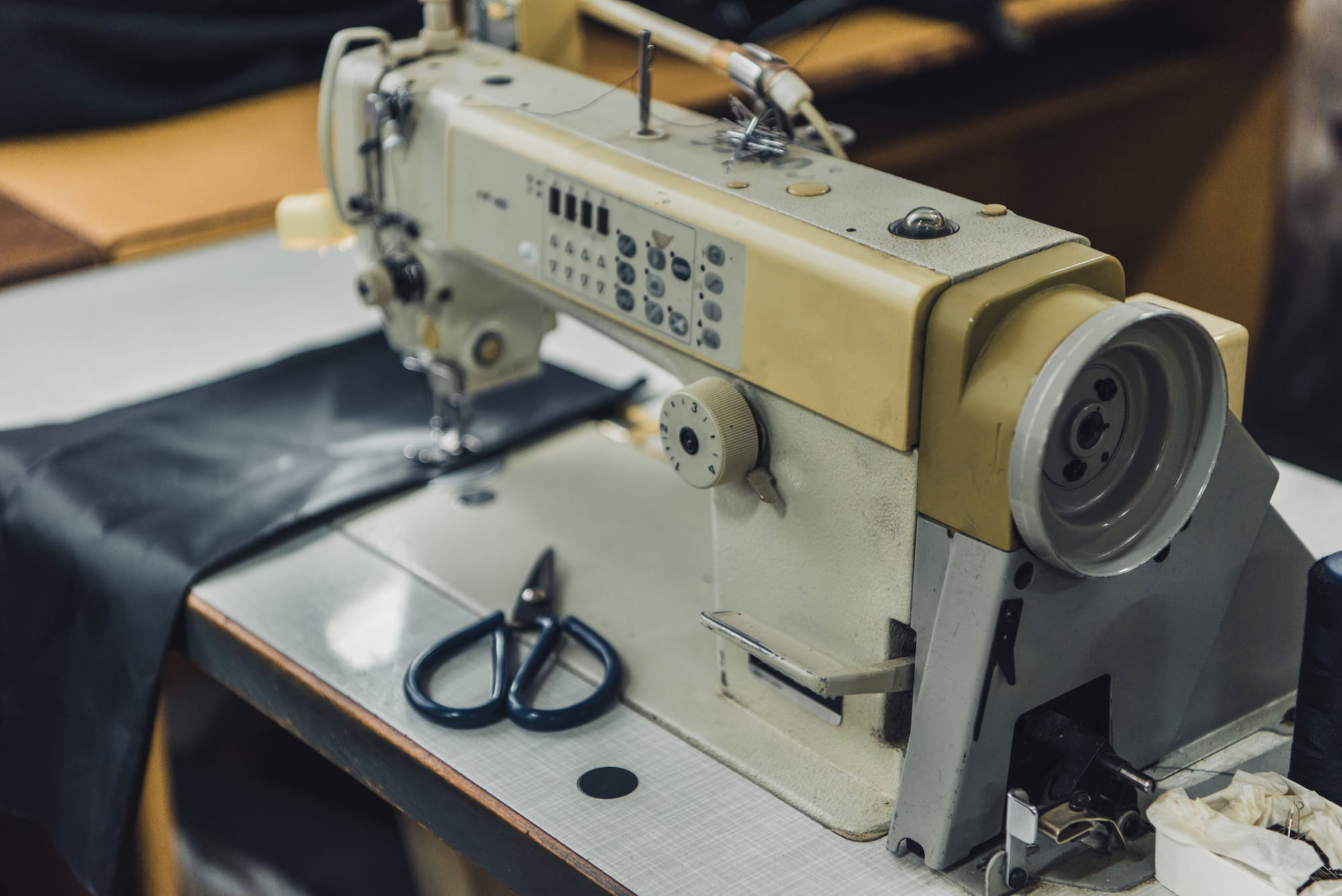 leather sewing machine on the table