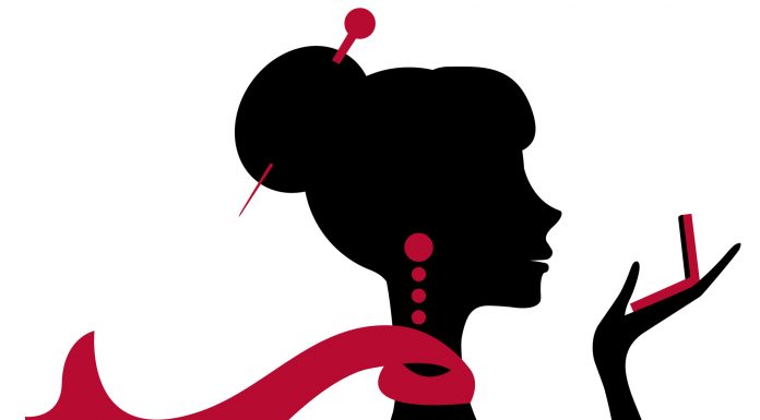 silhouette girl with pretty crochet scarf
