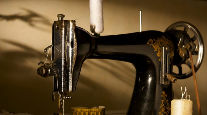 old sewing machine seen from close up